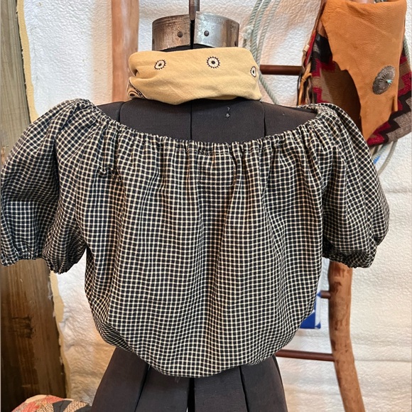 Sunset Vintage handmade top from deadstock gingham fabric. Like new - Picture 2 of 6